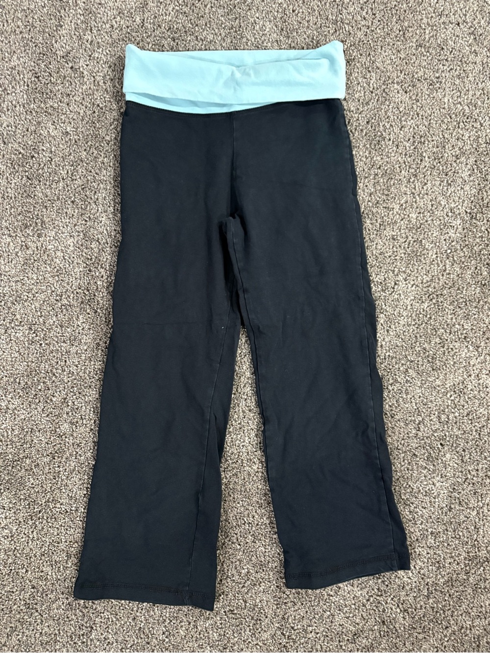 Forever 21 Black Capris with Light Blue Fold-Over Waistband